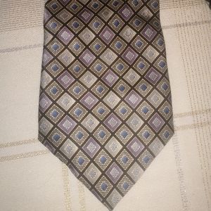 Pierre Cardin Men Silk Tie Necktie Black Purple Blue Gray Squares 61 x 3" Mod